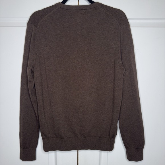 Lands' End Men's Brown V-Neck LS Sweater Size M 100% Supima Cotton Pullover - Picture 8 of 14